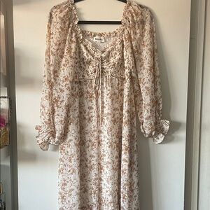 &MERCI- Chic Long Sleeve Floral Dress in Cream